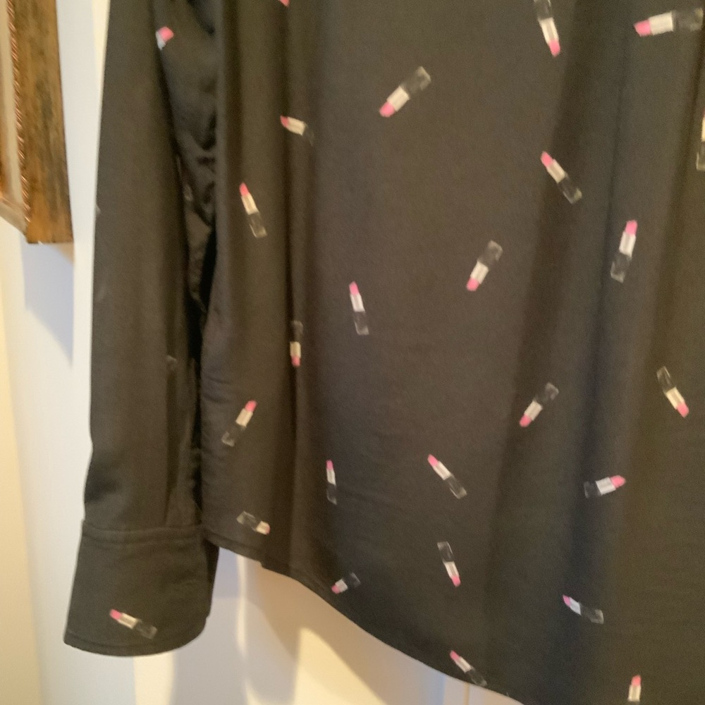 Rails Brand Black Silk Lipstick Button Up Blouse - image 8